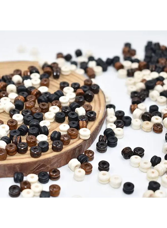 500 قطعة من الخرز الخشبي البني المتوسط ثقب مزدوج لصنع الحلي اليدوية والأعمال اليدوية DIY - Image 5